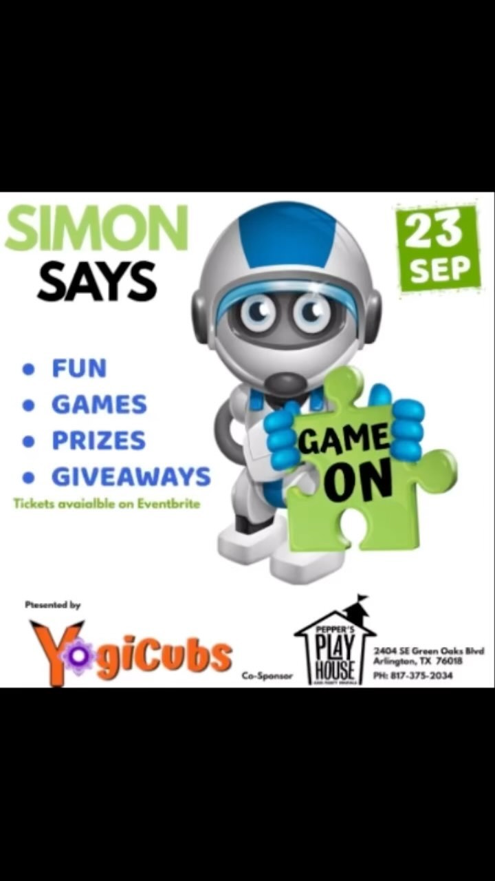 Join us for game day this Friday with @playatpeppers for fun activities and prizes! Click our link to RSVP! We can’t wait to play! 

#kidsactivities #yogaforkids #redlightgreenlight #simonsays #gameday #schoolsout #earlydismissal #arlingtontx #mansfieldtx